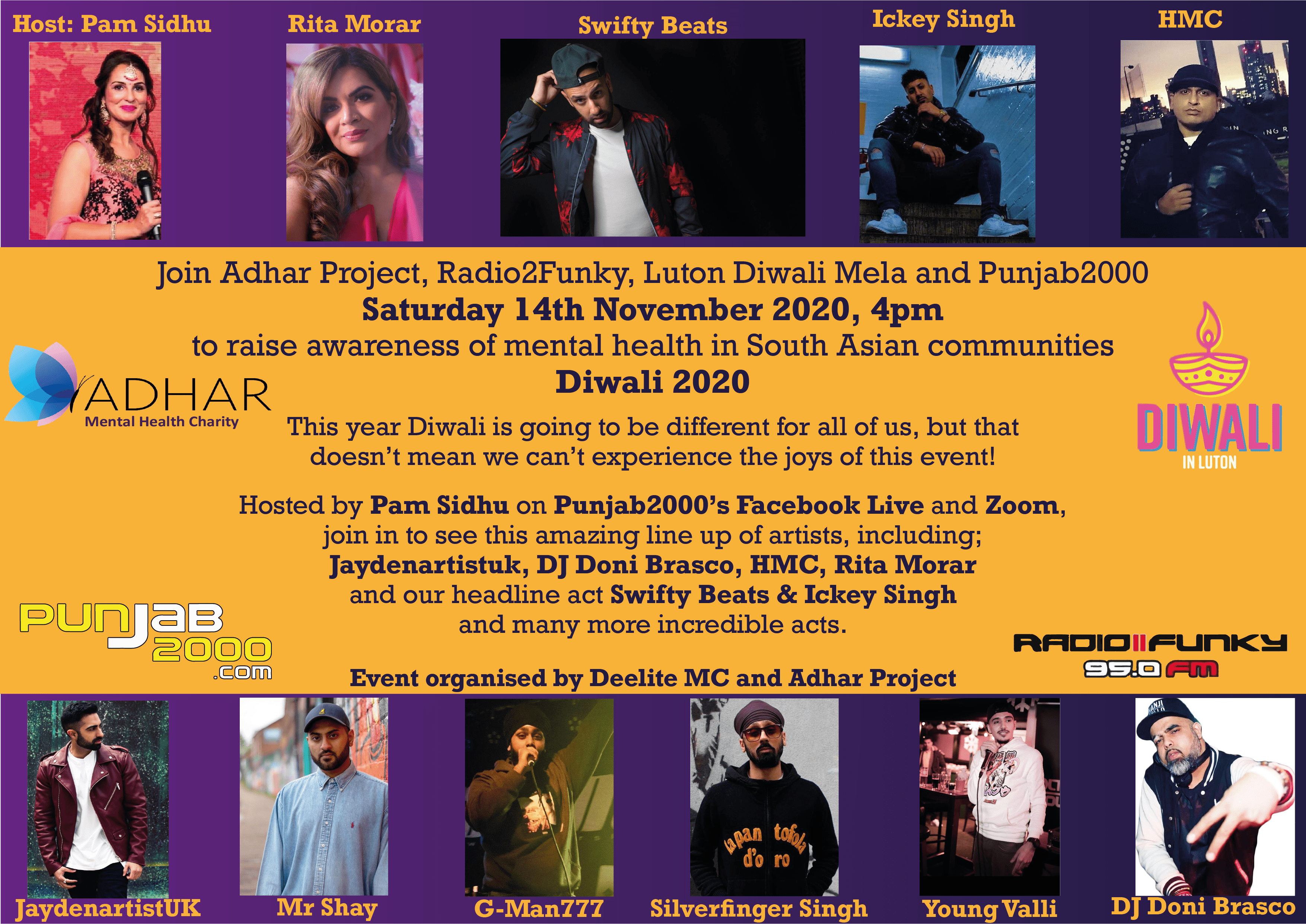 Poster for Diwali 2020, an online music event